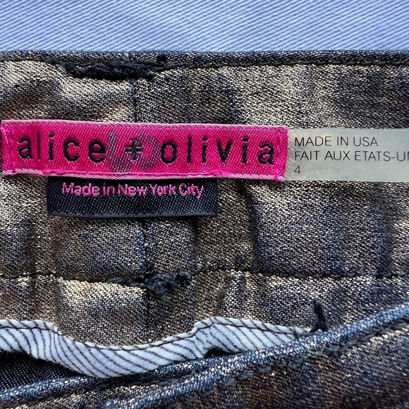 Alice and Olivia dark metallic gold jeans - Picture 8 of 11